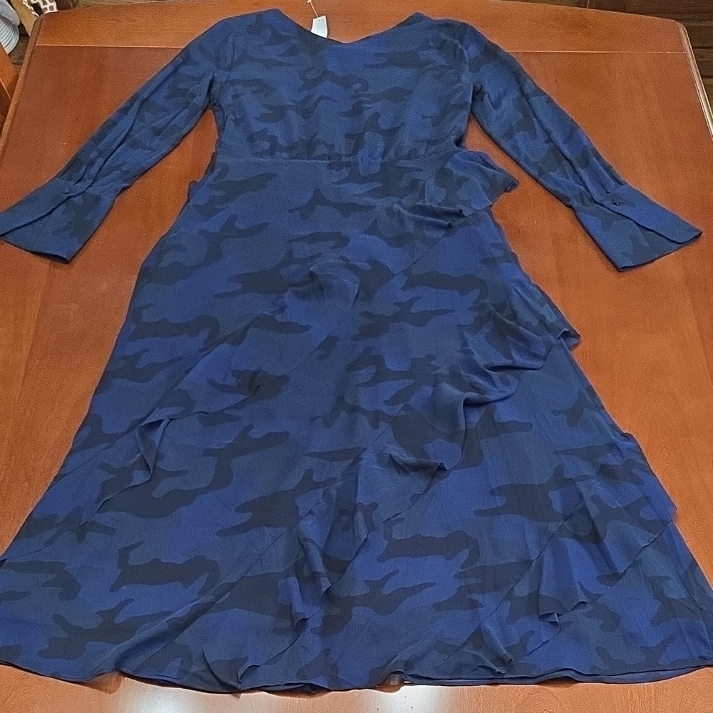 Banana Republic Navy Camouflage Long Sleeve Dress
